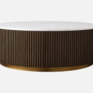 Tanush Furnitures Auric Fluted Round Wooden Coffee Table (Black) - Image 5