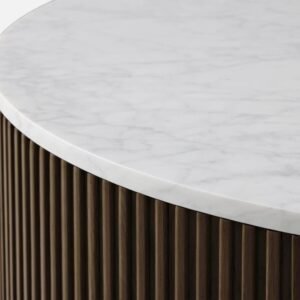 Tanush Furnitures Auric Fluted Round Wooden Coffee Table (Black) - Image 4