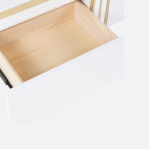 Tanush Furnitures Modern White Wooden Coffee Table with Gold Accents & Hidden Storage Drawers (White) - Image 7