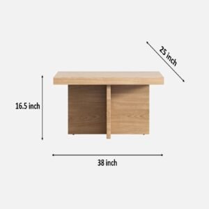 Tanush Furnitures Modern Lunex Wooden Coffee Table (Oak or Light Brown) - Image 3
