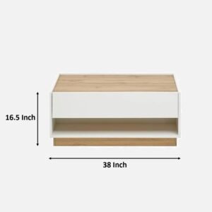 Tanush Furnitures UrbanWhite Modern Wooden Coffee Table with Integrated Drawer, Open Storage (White) - Image 3