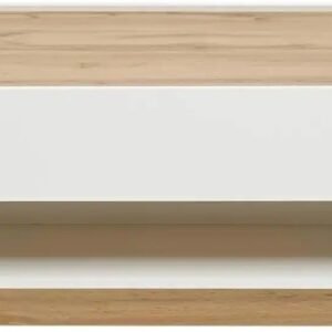 Tanush Furnitures UrbanWhite Modern Wooden Coffee Table with Integrated Drawer, Open Storage (White) - Image 5