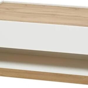 Tanush Furnitures UrbanWhite Modern Wooden Coffee Table with Integrated Drawer, Open Storage (White) - Image 6