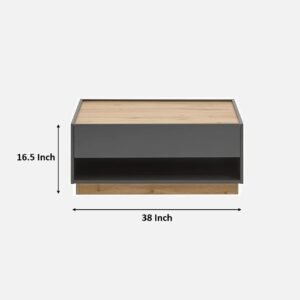Tanush Furnitures Modern Loft Wooden Coffee Table with Sliding Drawer (Grey) - Image 3