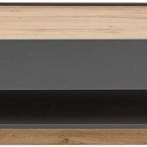Tanush Furnitures Modern Loft Wooden Coffee Table with Sliding Drawer (Grey) - Image 5