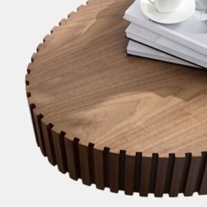 Tanush Furnitures Zen Fluted Pedestal Coffee Table (Brown) - Image 7
