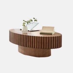 Tanush Furnitures Zen Fluted Pedestal Coffee Table (Brown) - Image 5