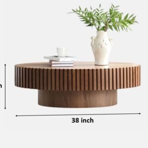 Tanush Furnitures Zen Fluted Pedestal Coffee Table (Brown) - Image 3
