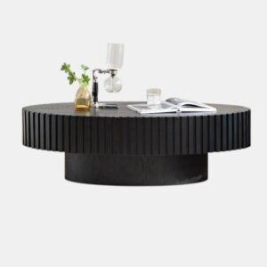 Tanush Furnitures Vellum Plinth Pedestal Coffee Table (Black) - Image 2
