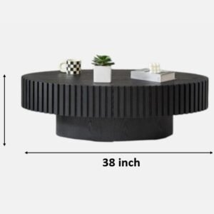 Tanush Furnitures Vellum Plinth Pedestal Coffee Table (Black) - Image 3