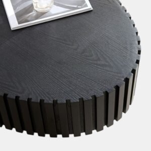 Tanush Furnitures Vellum Plinth Pedestal Coffee Table (Black) - Image 6