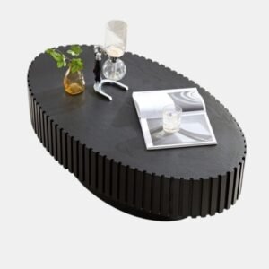 Tanush Furnitures Vellum Plinth Pedestal Coffee Table (Black) - Image 5