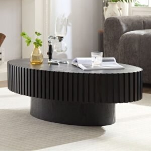 Tanush Furnitures Vellum Plinth Pedestal Coffee Table (Black) - Image 7