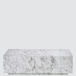 Tanush Furnitures Modern Wooden Coffee Table with Refined White Marble-Look Laminate and (White) - Image 2