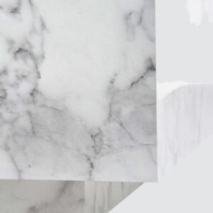 Tanush Furnitures Modern Wooden Coffee Table with Refined White Marble-Look Laminate and (White) - Image 4