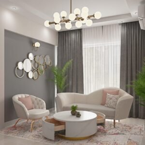 Tanush Furnitures Modern Round Coffee Table with Storage | Wooden Mica Top | White Finish - Image 2