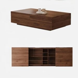 Tanush Furnitures Urban Slide Engineered Wood Coffee Table with Sliding Storage | Walnut Brown - Image 5