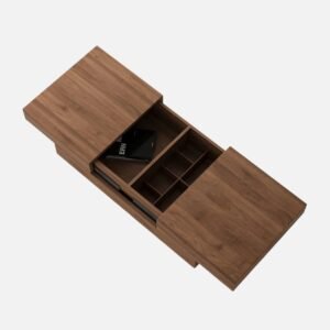 Tanush Furnitures Urban Slide Engineered Wood Coffee Table with Sliding Storage | Walnut Brown - Image 4