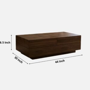 Tanush Furnitures Urban Slide Engineered Wood Coffee Table with Sliding Storage | Walnut Brown - Image 3