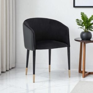 Avanti Luxe Upholstered Barrel-Back Dining Chair in Black Colour - Image 1