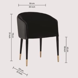 Avanti Luxe Upholstered Barrel-Back Dining Chair in Black Colour - Image 2