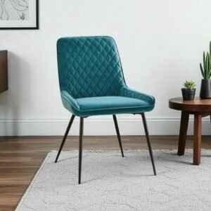 Hampton Heritage Quilted Dining Chair – in Teal BlueColour - Image 1