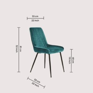 Hampton Heritage Quilted Dining Chair – in Teal BlueColour - Image 2