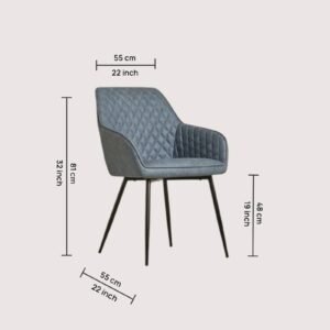 Aurelia Diamond-Stitched Leather Armchair - in Sky Blue Color - Image 2