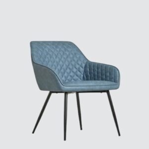 Aurelia Diamond-Stitched Leather Armchair - in Sky Blue Color - Image 3