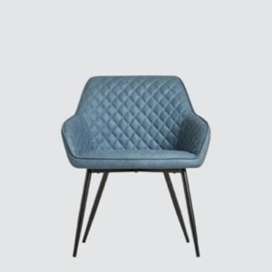 Aurelia Diamond-Stitched Leather Armchair - in Sky Blue Color - Image 4