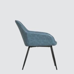 Aurelia Diamond-Stitched Leather Armchair - in Sky Blue Color - Image 5