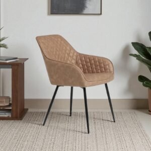 Aurelia Diamond-Stitched Leather Armchair - in Brown Color - Image 1