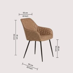 Aurelia Diamond-Stitched Leather Armchair - in Brown Color - Image 2