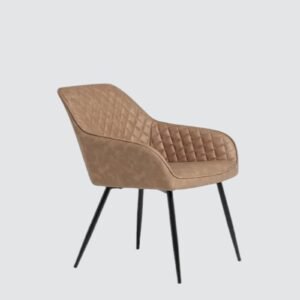Aurelia Diamond-Stitched Leather Armchair - in Brown Color - Image 3
