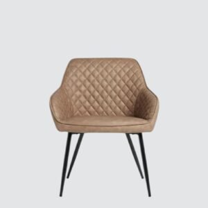 Aurelia Diamond-Stitched Leather Armchair - in Brown Color - Image 4