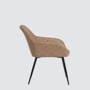 Aurelia Diamond-Stitched Leather Armchair - in Brown Color - Image 5