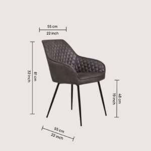 Aurelia Diamond-Stitched Leather Armchair - in Grey Color - Image 2