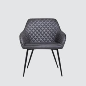 Aurelia Diamond-Stitched Leather Armchair - in Grey Color - Image 3