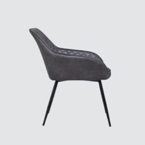 Aurelia Diamond-Stitched Leather Armchair - in Grey Color - Image 4