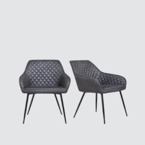 Aurelia Diamond-Stitched Leather Armchair - in Grey Color - Image 5