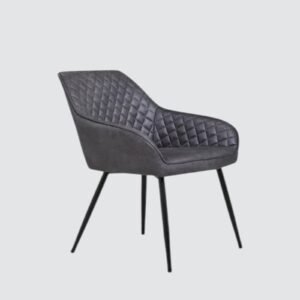 Aurelia Diamond-Stitched Leather Armchair - in Grey Color - Image 6
