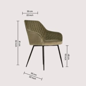 Aurelia Diamond-Stitched Velvet Armchair - in Olive Green Color - Image 2
