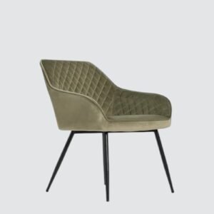 Aurelia Diamond-Stitched Velvet Armchair - in Olive Green Color - Image 3