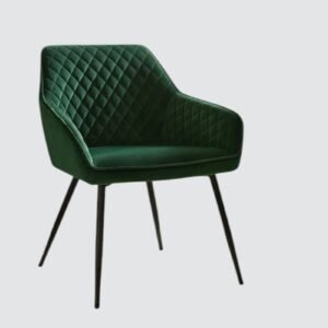 Aurelia Diamond-Stitched Velvet Armchair - in Emerald Green Color - Image 3