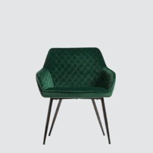 Aurelia Diamond-Stitched Velvet Armchair - in Emerald Green Color - Image 4