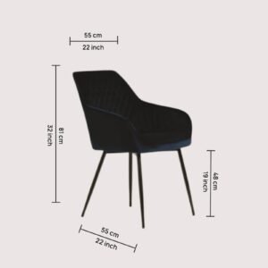 Aurelia Diamond-Stitched Velvet Armchair - in Navy Blue Color - Image 2