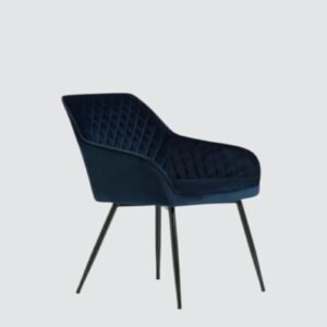 Aurelia Diamond-Stitched Velvet Armchair - in Navy Blue Color - Image 3