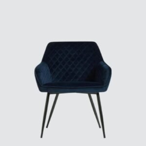 Aurelia Diamond-Stitched Velvet Armchair - in Navy Blue Color - Image 4