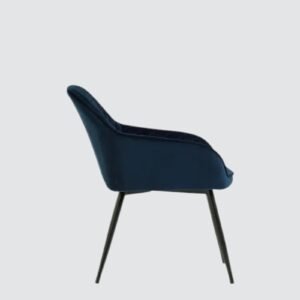 Aurelia Diamond-Stitched Velvet Armchair - in Navy Blue Color - Image 5