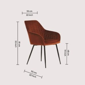 Aurelia Diamond-Stitched Velvet Armchair - in Rust Brown Color - Image 2